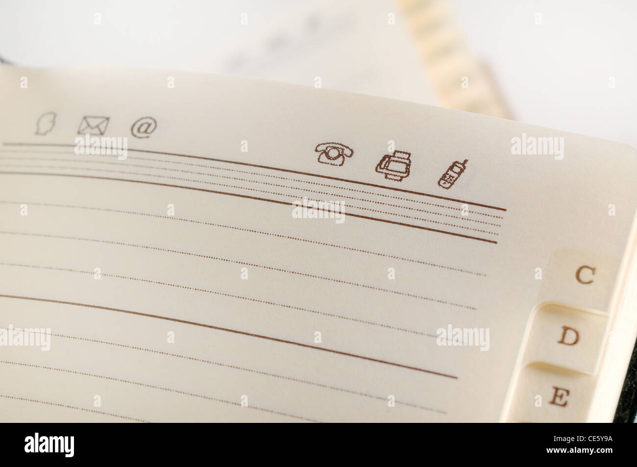 Nahaufnahme von Adressbuch Stockfoto