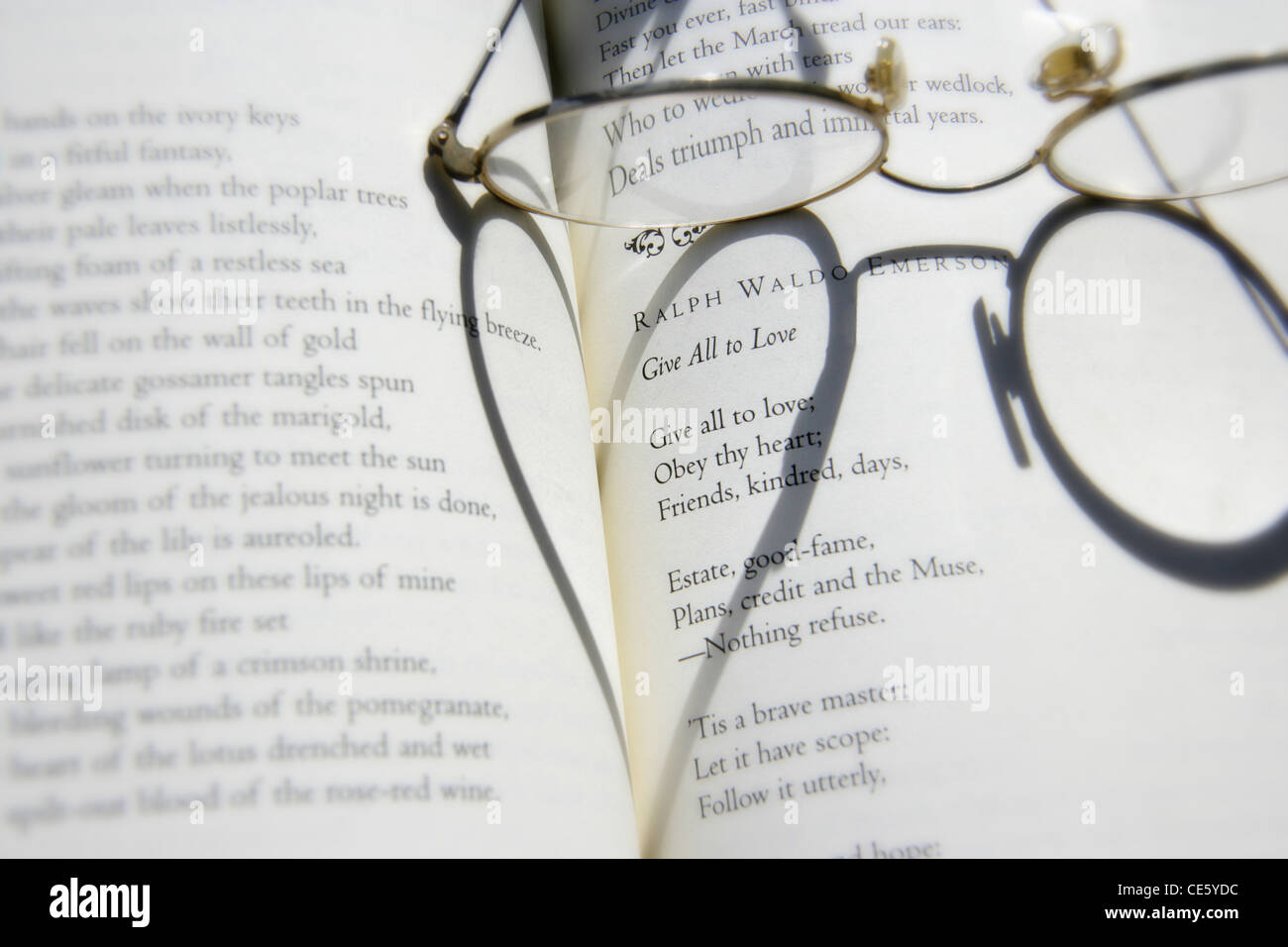 Brille bilden herzförmigen Schatten Stockfoto