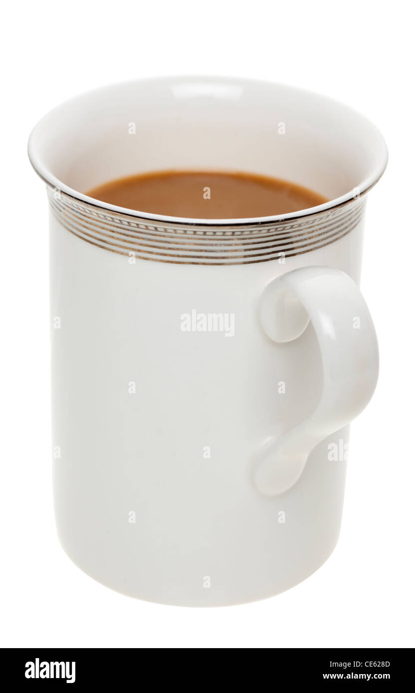 Weißem Bone China Tasse mit Kaffee gefüllt Stockfoto