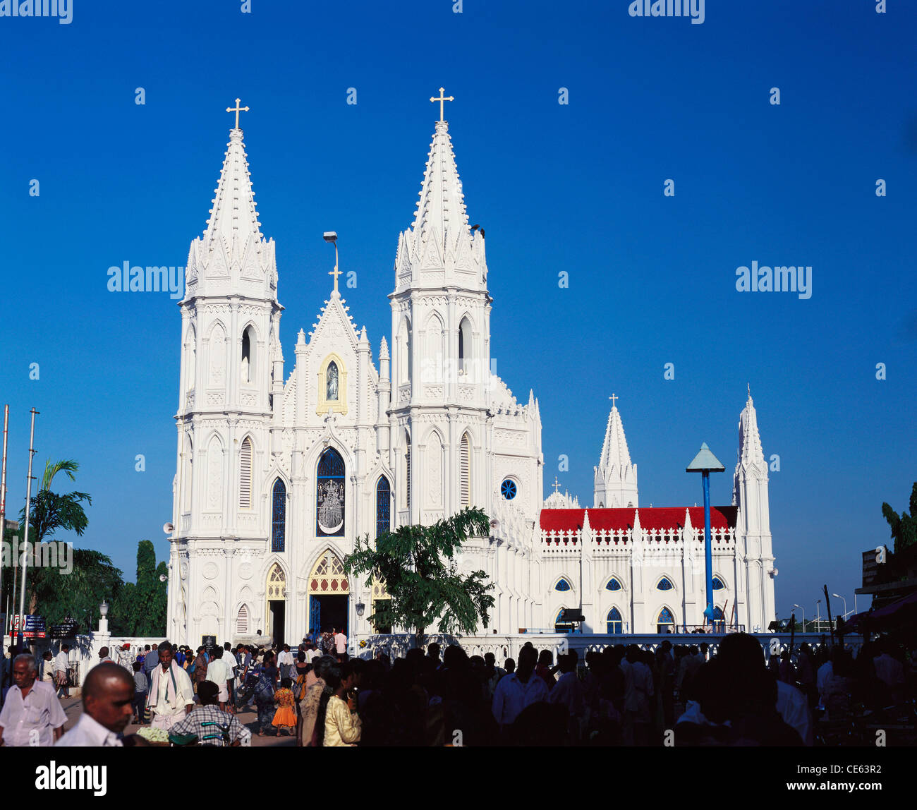 Basilika unserer Lieben Frau von guter Gesundheit; Heiligtum unserer Lieben Frau von Vailankanni; Velankani Kirche; Velankanni; Tamil Nadu; Indien; Asien Stockfoto