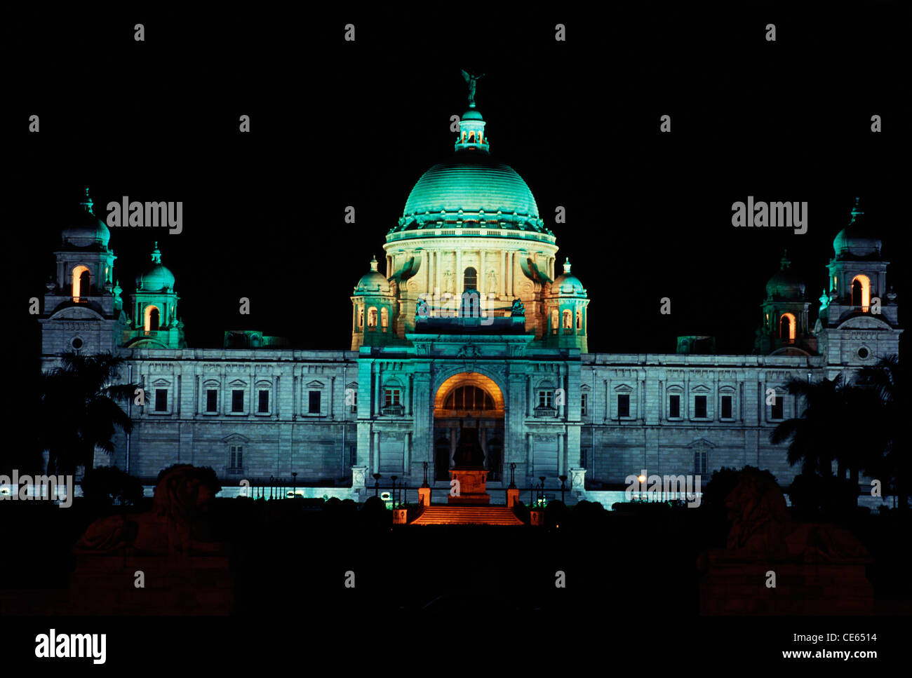 Nachtansicht des Victoria Memorial; Calcutta; Westbengalen; Indien Stockfoto