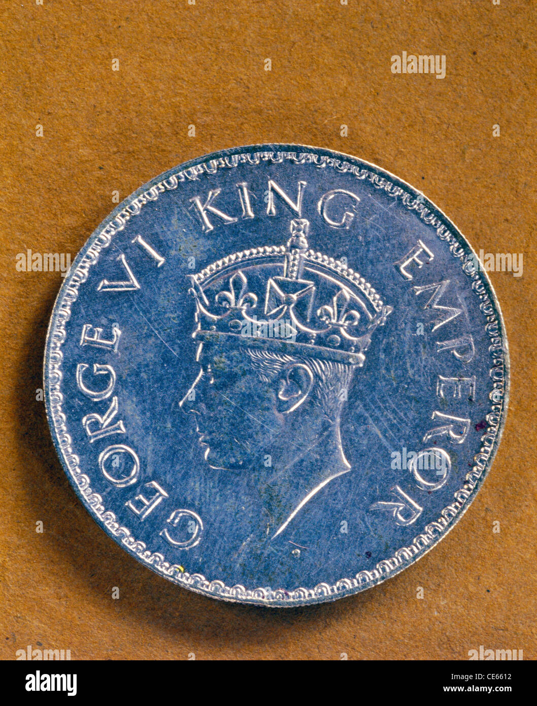 1 Rupien Silber Münze von George 6 König Kaiser 1940; Indien Stockfoto