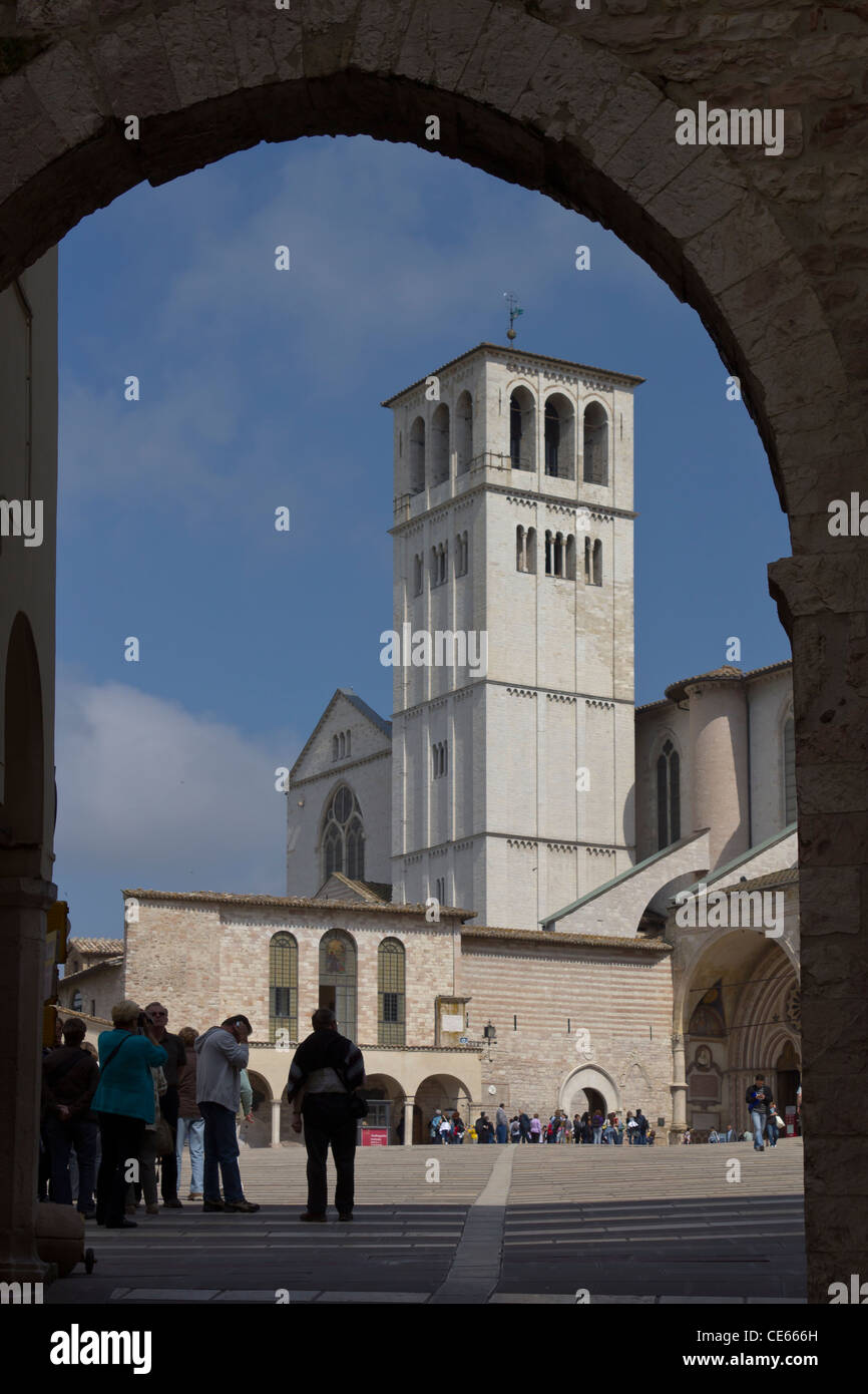 Blick auf teilt der Basilika San Francesco in Assisi, Italien Stockfoto