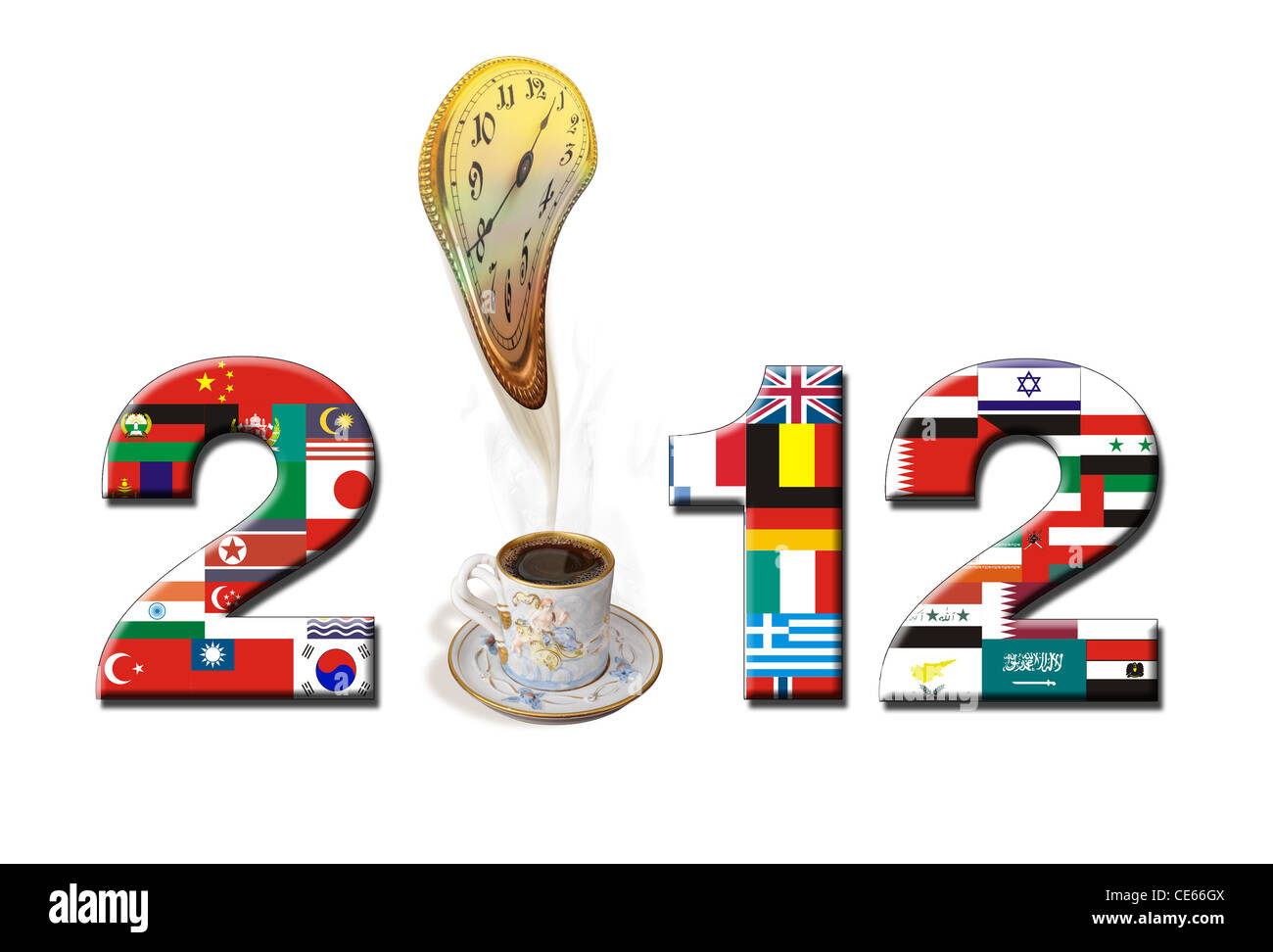 Neujahr 2012 und Zeit, um einige große Kaffee trinken. Stockfoto