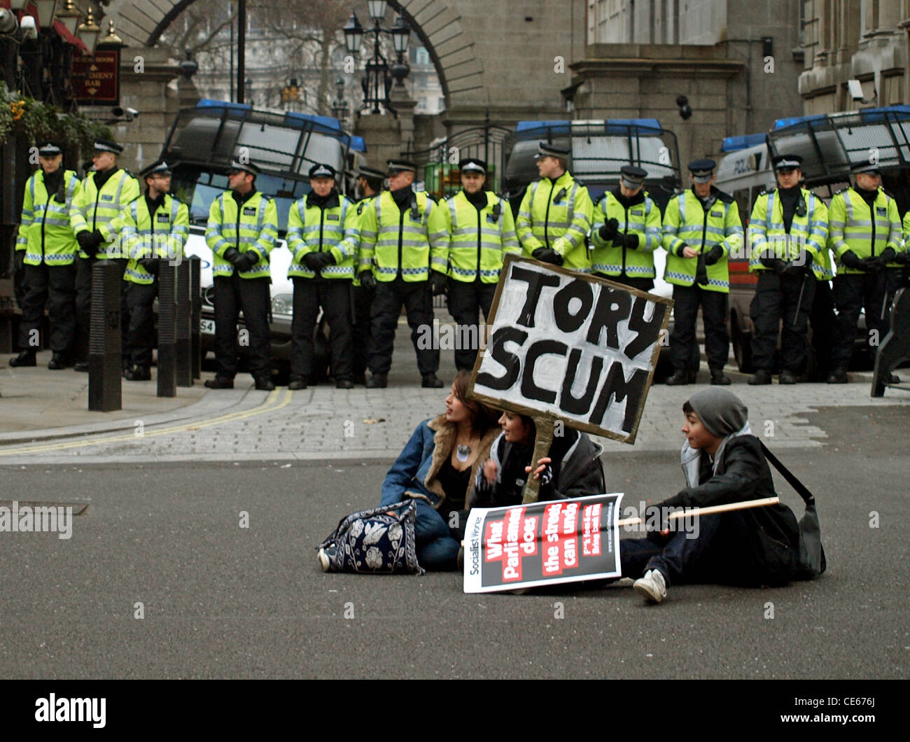 Studenten protestieren während der Anti-Gebühren-Demonstrationen in London 2011. Stockfoto