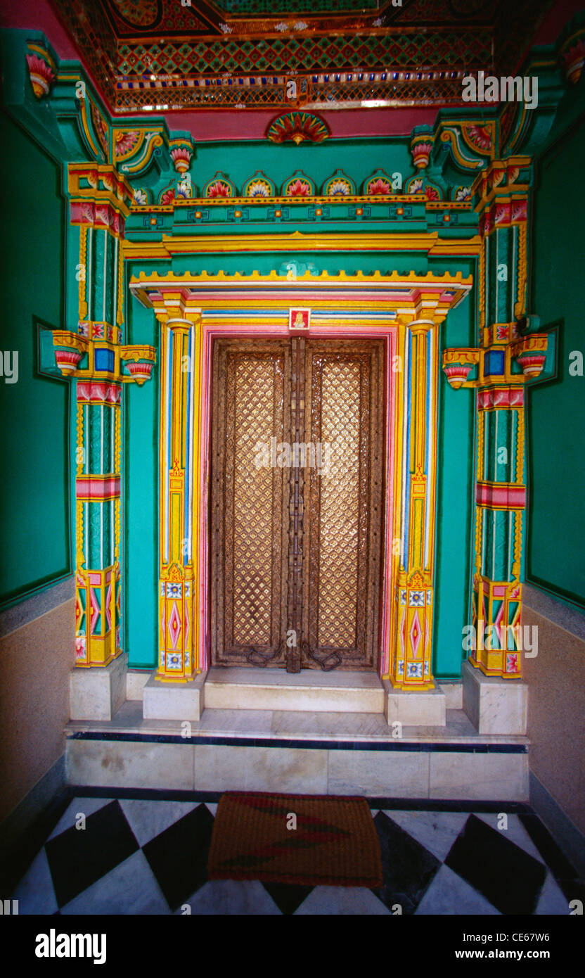 Tür des Parsnath Jain-Tempel; Nagaur; Rajasthan; Indien Stockfoto