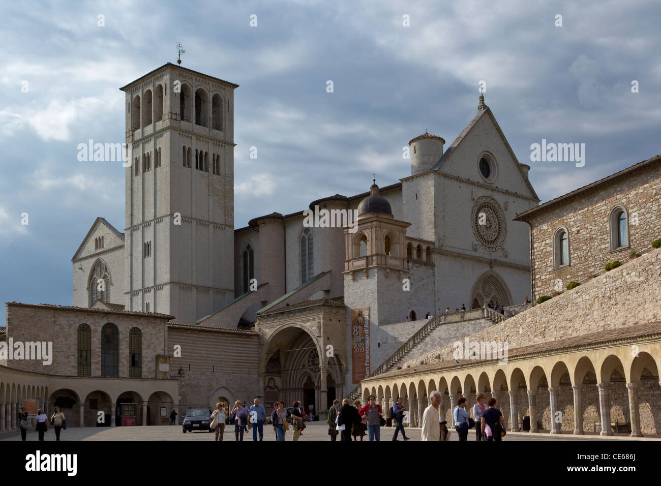 Blick auf teilt der Basilika San Francesco in Assisi, Italien Stockfoto