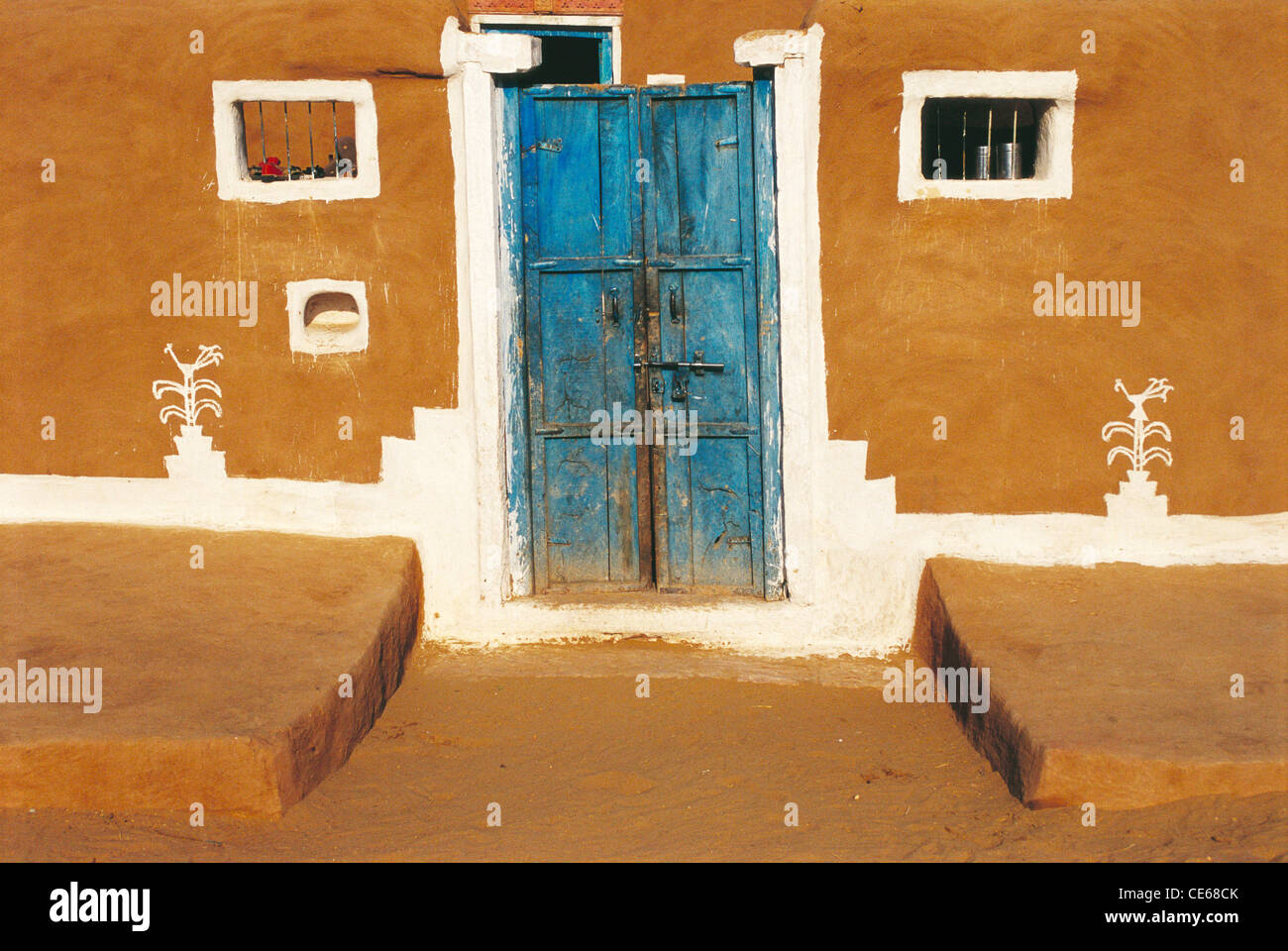 Häuser in Dangri Dorf; Jaisalmer; Rajasthan; Indien Stockfoto