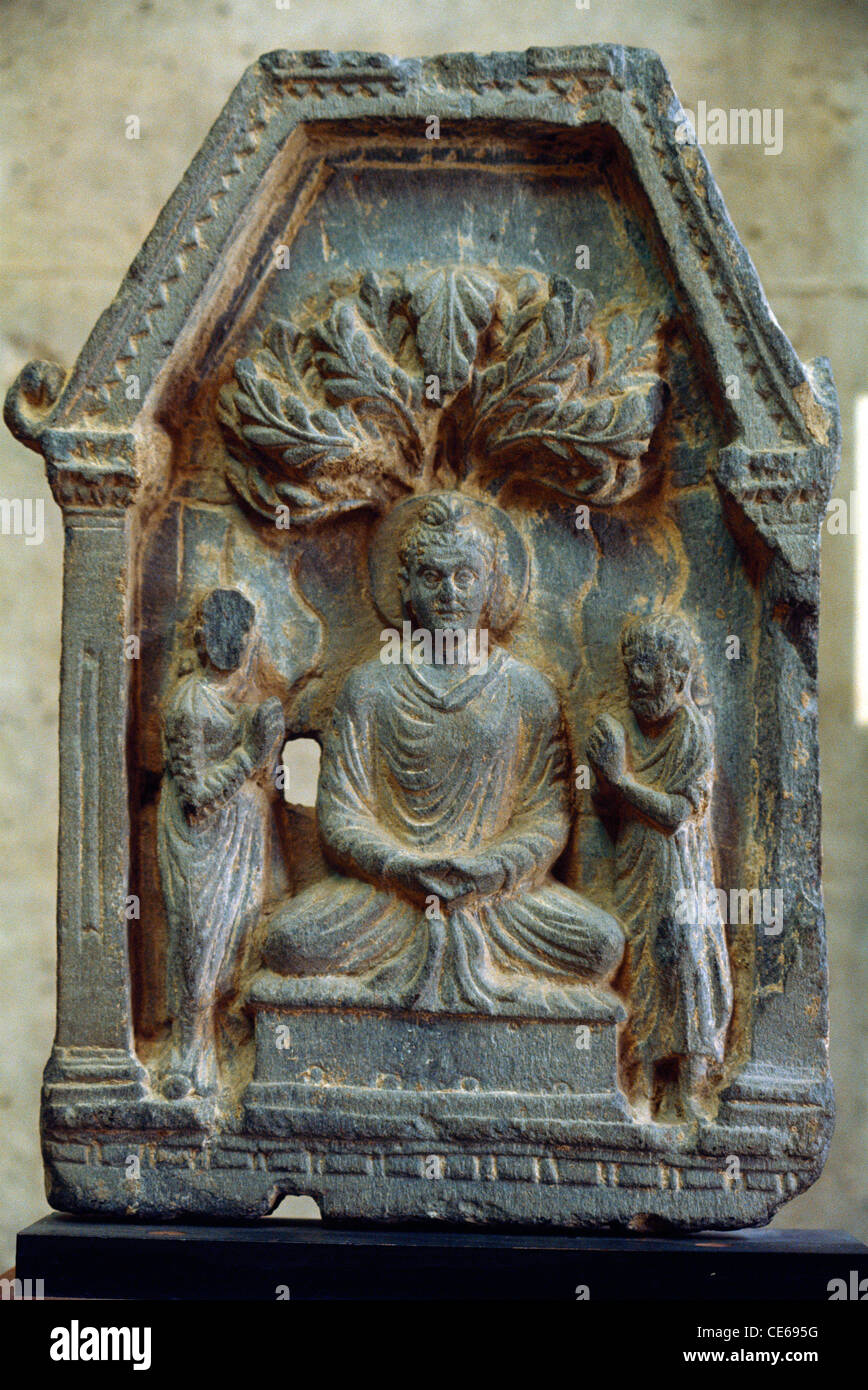 Buddha-Statue in der Meditation N.W.F.P 4. Jahrhundert n. Chr.; Chandigarh Museum; Chandigarh UT; Indien Stockfoto