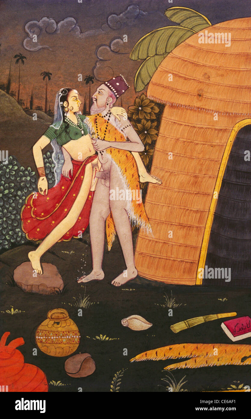 Kama Sutra ; Kamasutra ; Erotische indische Miniaturmalerei 1800 n. Chr. ;  Rajasthan ; Indien ; Asien Stockfotografie - Alamy