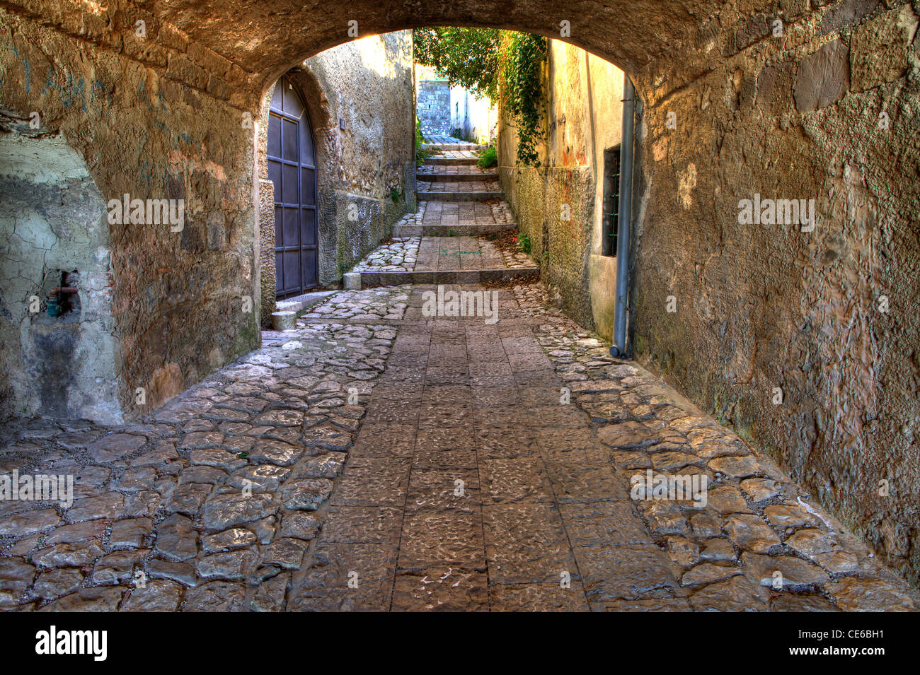 Alten Caserta, mittelalterlichen italienischen Dorf, Cefarelli Gasse Stockfoto