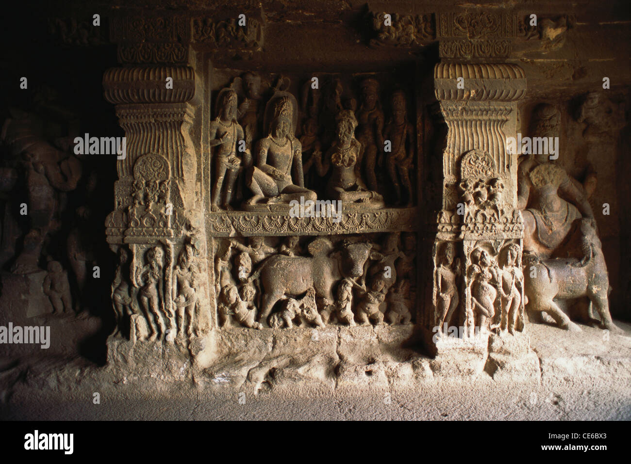 Ellora Fels geschnitten Höhle Nr. 14; Aurangabad; Maharashtra; Indien Stockfoto