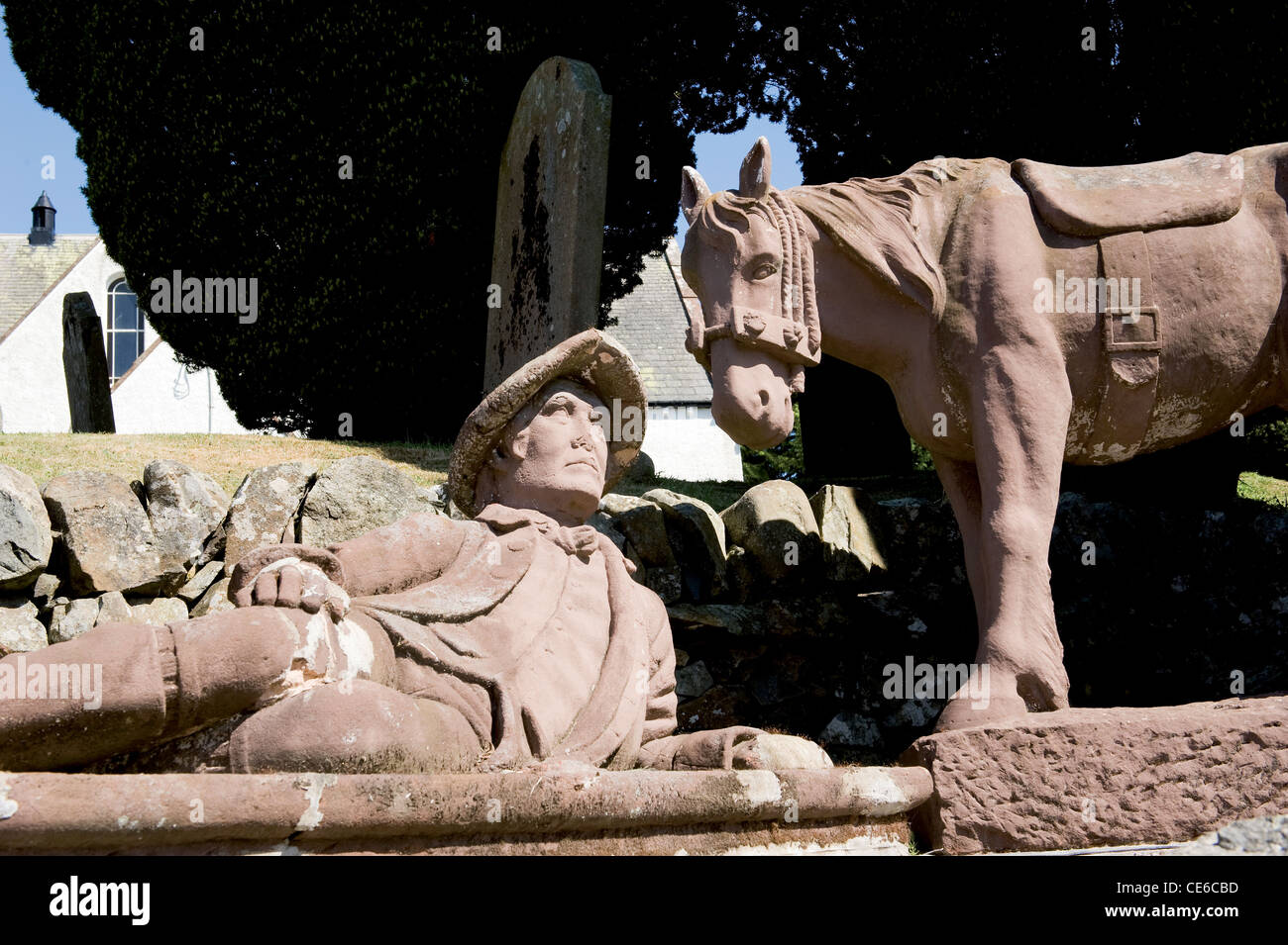 Detailansicht "Old Mortality" Statue im Balmaclellan Dorfteil der Glenkens Dumfries und Galloway Scotland UK Stockfoto