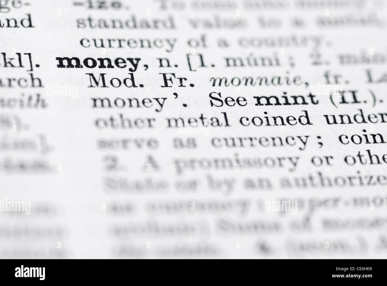 Flachen DOF, Schwerpunkt Geld zur linken Ecke. Stockfoto