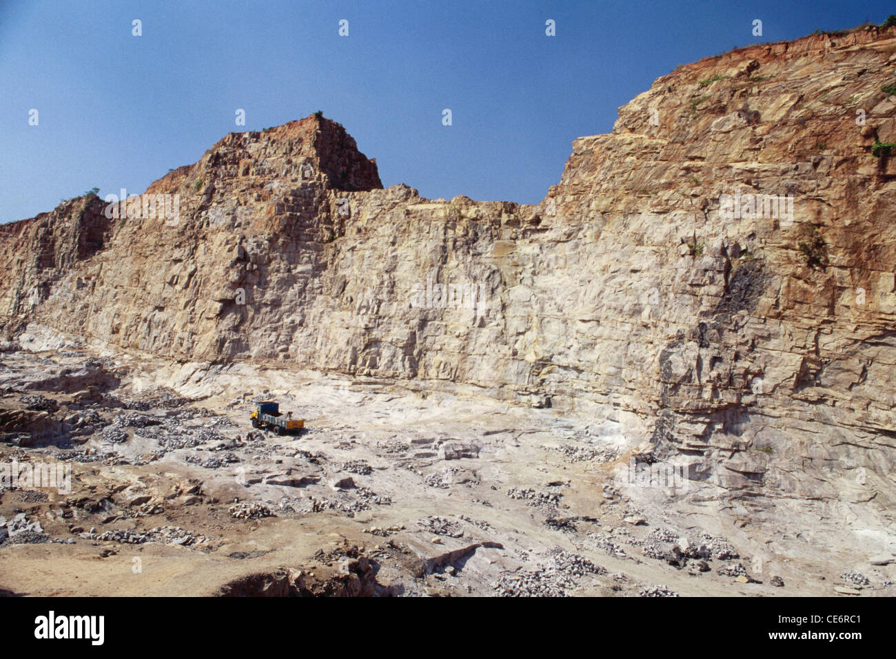 Steinbruch; Bergbau; Tagebau; indien; asien Stockfoto