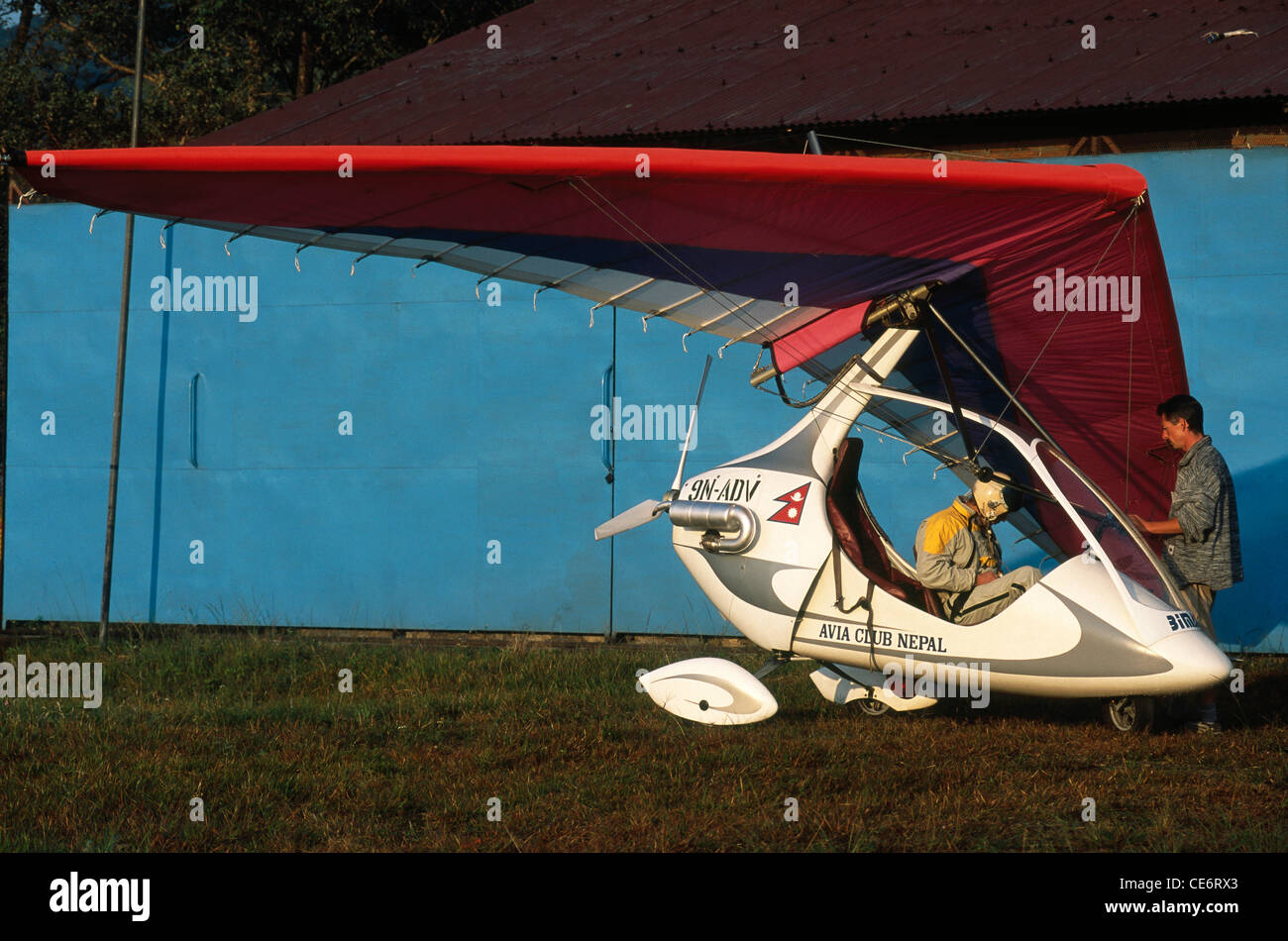 Ultraleichte Microlight Flugzeug Pokhra Nepal Stockfoto