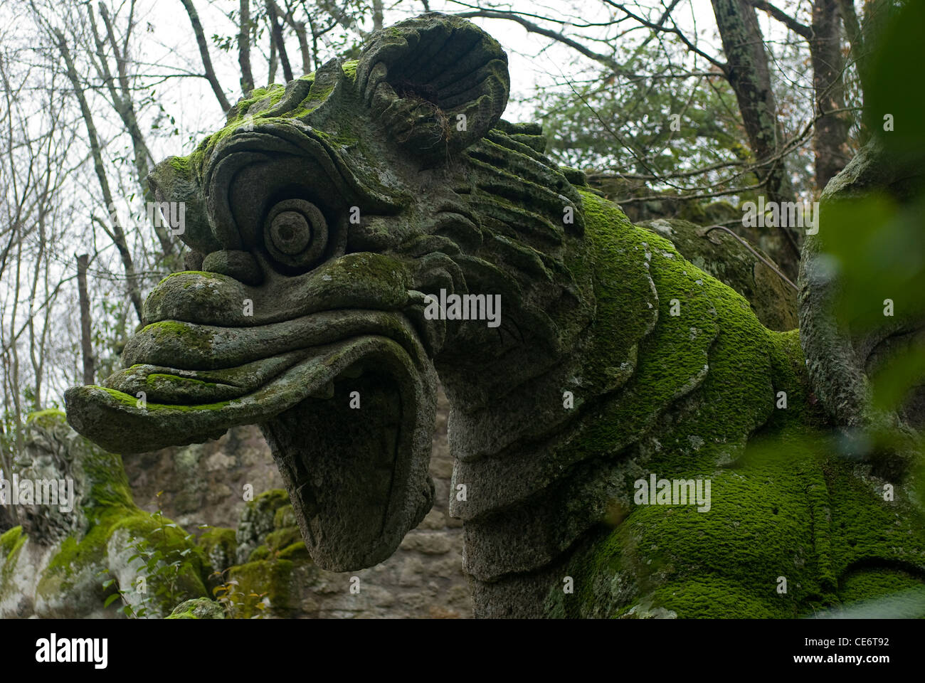 Die Dragoner, Parco dei Mostri monumentale Komplex, Bomarzo, Viterbo, Latium, Italien Stockfoto