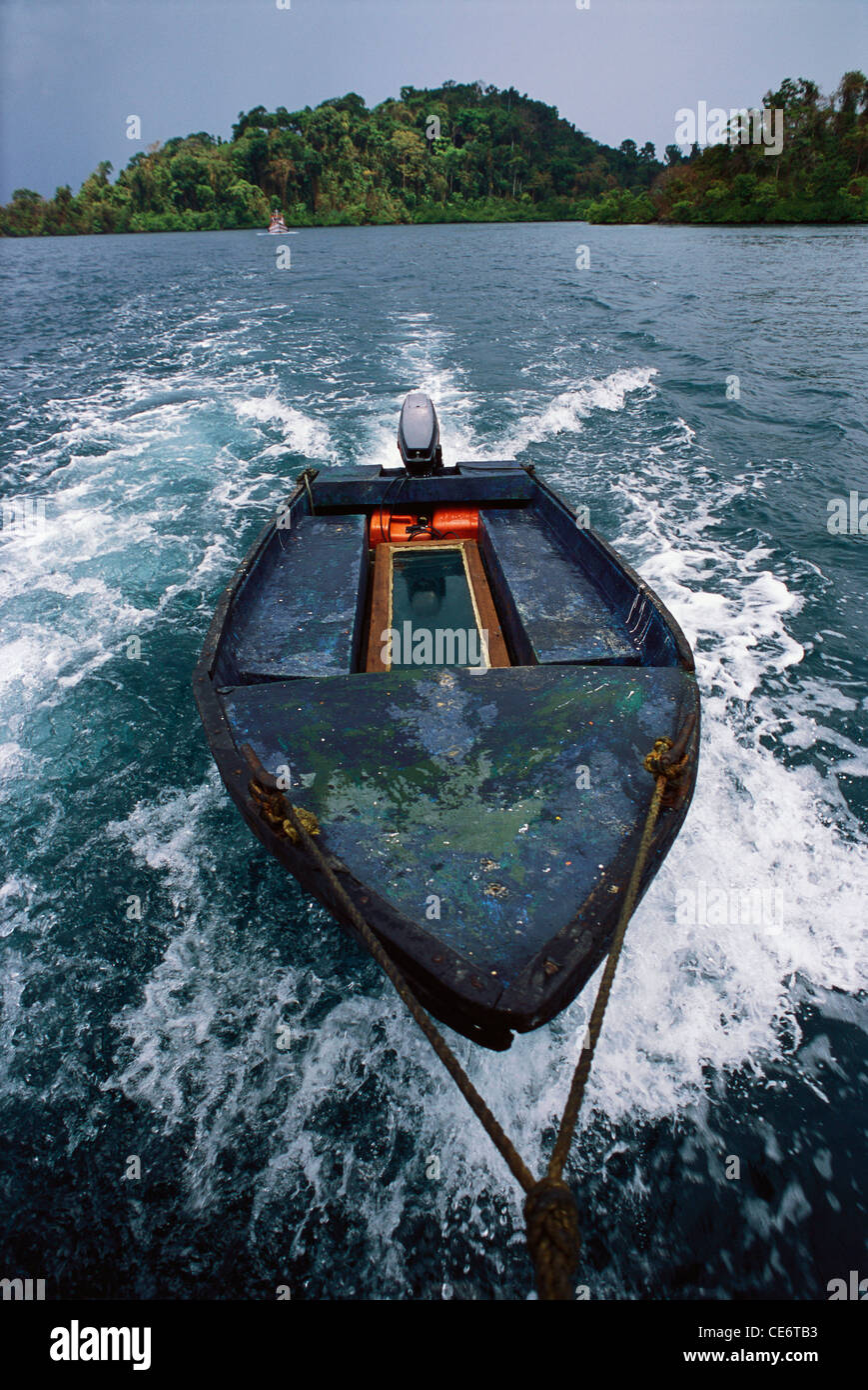 Leeres Boot geschleppt; Jolly Boje Insel; Andaman Inseln; Indien; asien Stockfoto