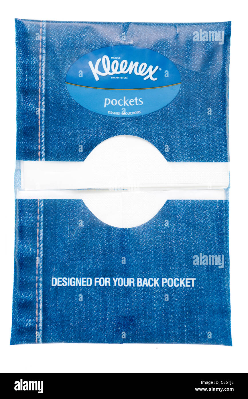 Handliche Kleenex Taschen Gewebe Gesäßtasche Paket Stockfoto