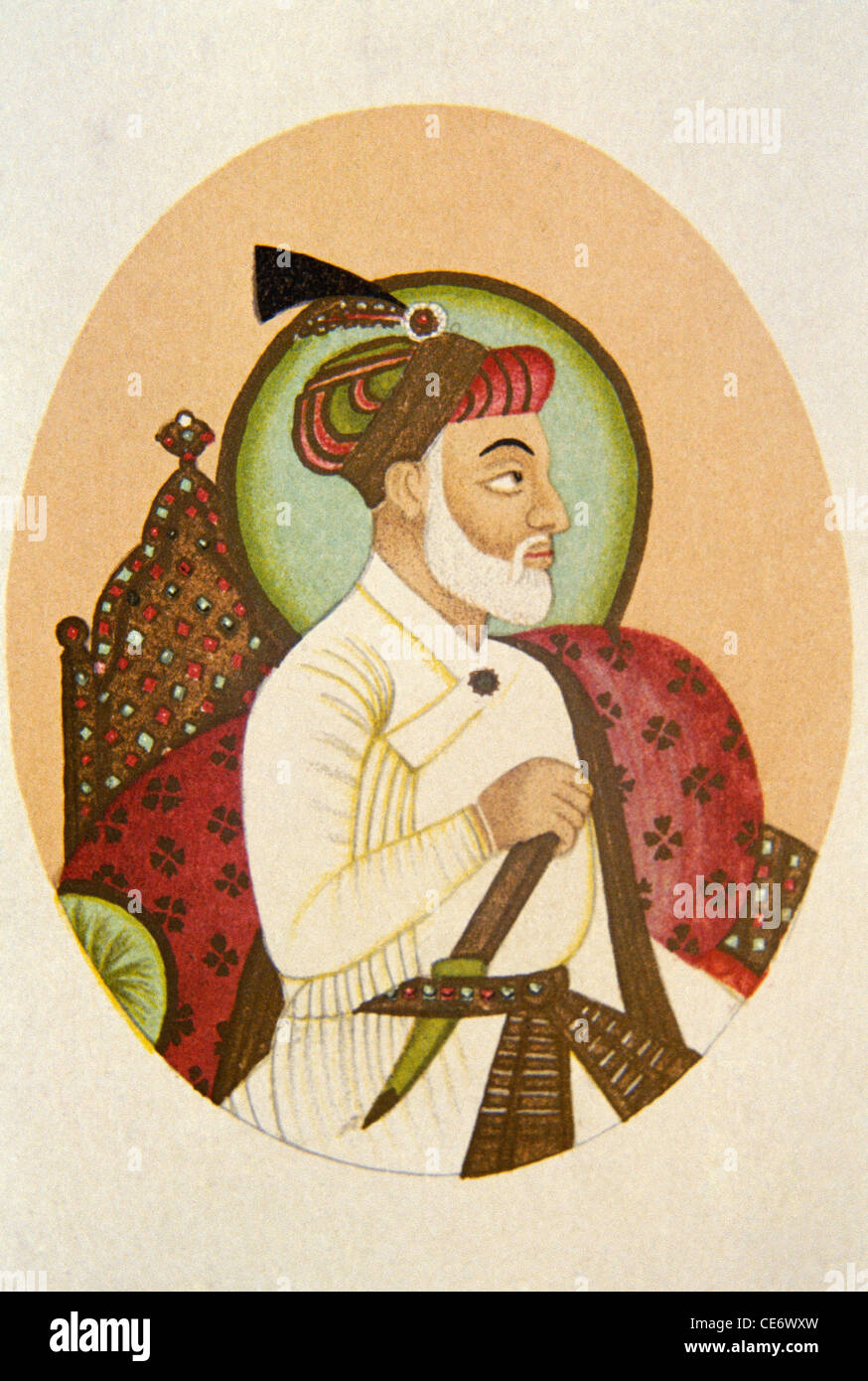 Bahadur Shah II., Bahadur Shah Zafar, Mirza Abu Zafar Siraj-ud-din Muhammad, letzter Moghul-Kaiser von Indien, Urdu-Dichter, alter Jahrgang 1800s Gemälde Stockfoto