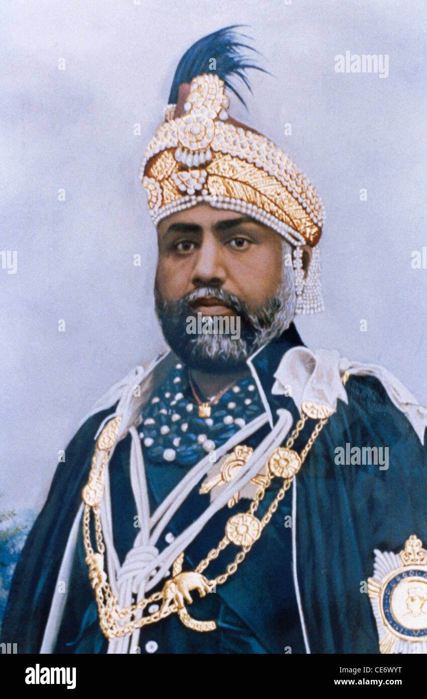 Malporträt von maharaja sawai Madho singh II jaipur rajasthan indien raja Stockfoto