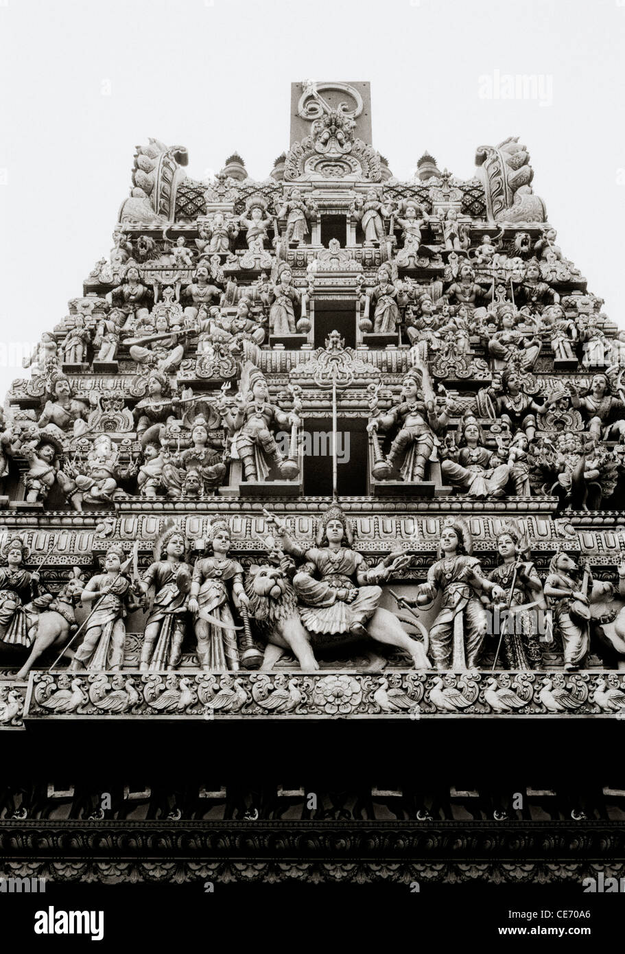 Sri Veeramakaliamman Hindutempel in Little India in Singapur im Fernen Osten Südostasien. Religion religiöse Architektur Gebäude kunst Tamil Reisen Stockfoto