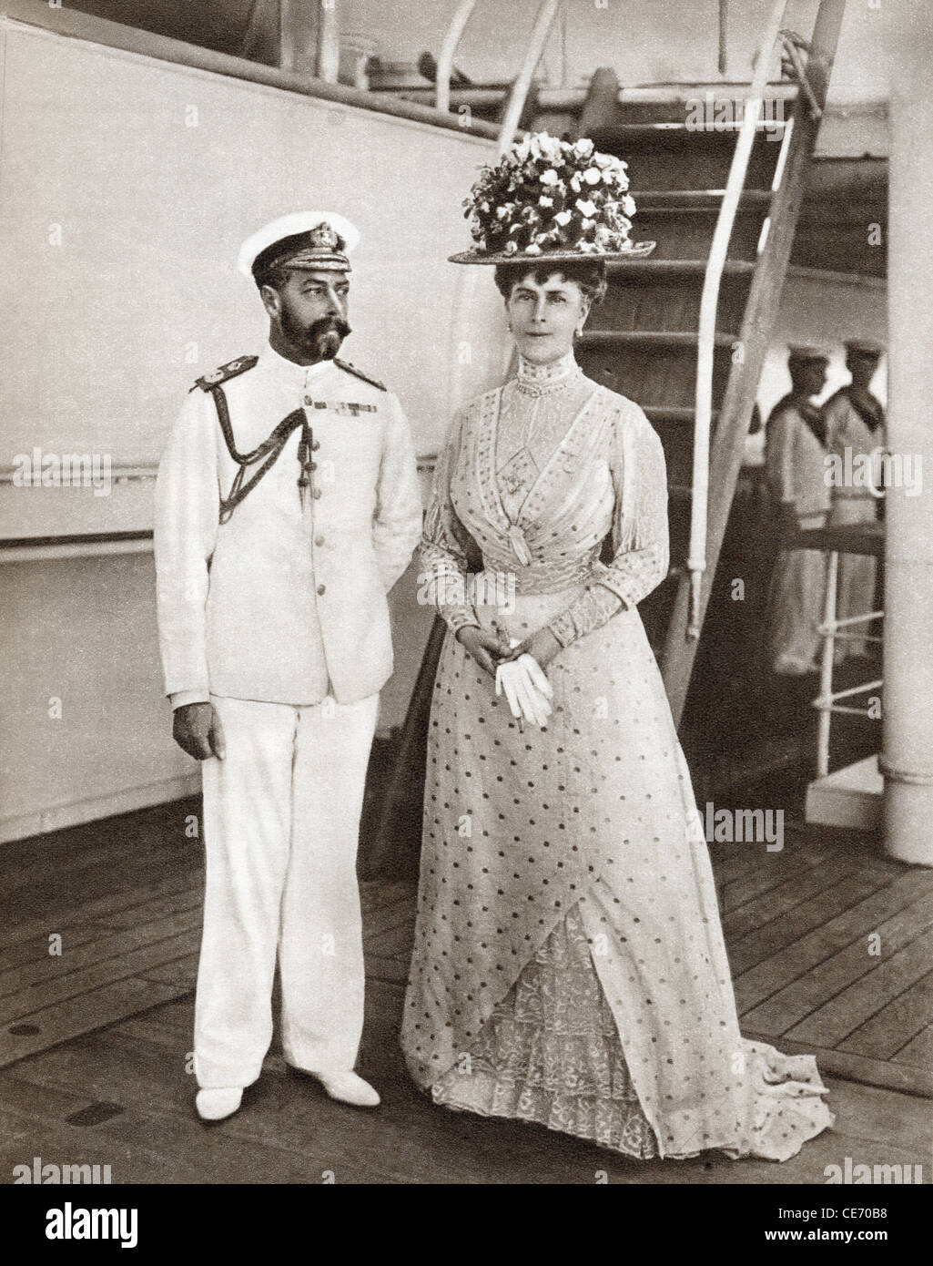 König George V und Königin Mary 1911 an Bord der Medina für ihren Besuch in Indien. Stockfoto