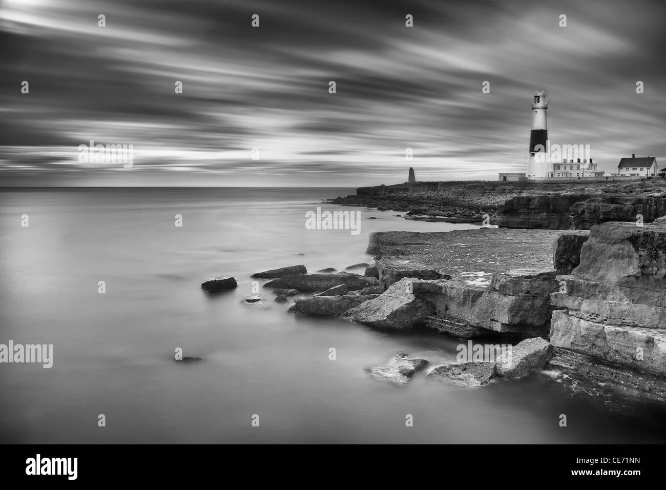 Portland Bill, Langzeitbelichtung. Stockfoto