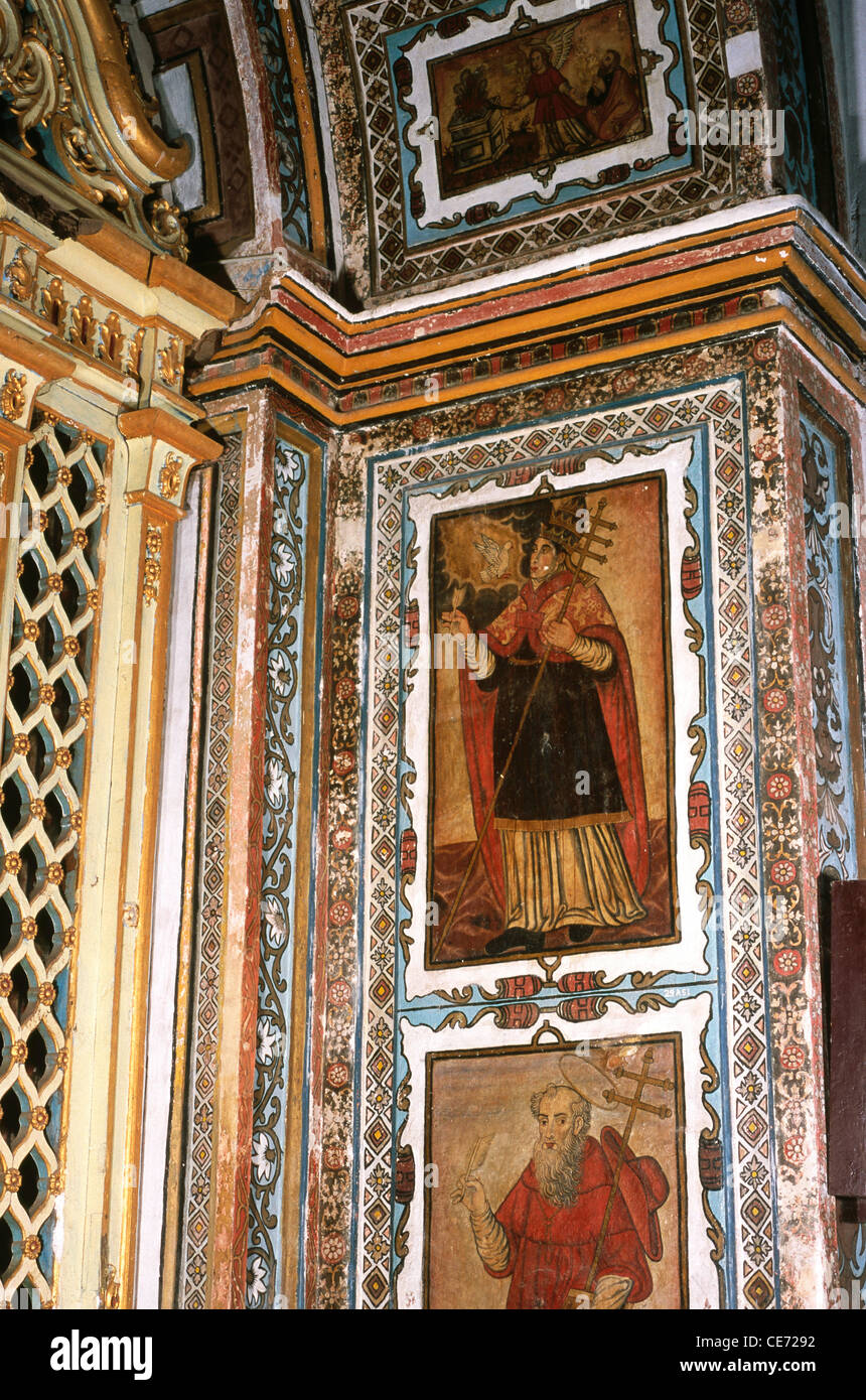 HMA 82547: Malereien an Wänden von SE Kathedrale Kirche Kathedrale von Str. Catherine; Goa; Indien Stockfoto