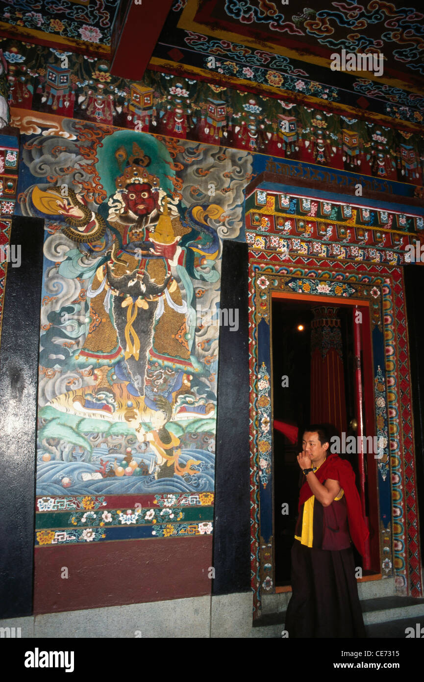 IKA 82627: Buddhistische Kloster Wand Wandmalerei; Rumtek Kloster; Sikkim; Indien Stockfoto