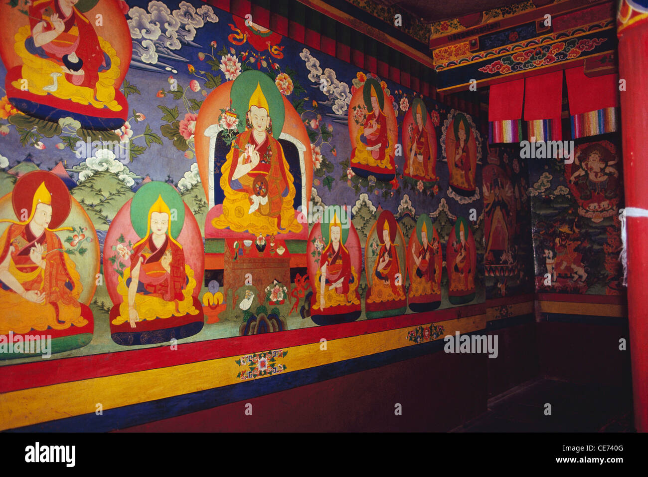 SSK 82785: Wand malen Spituk Gompa Leh Ladakh Jammu und Kaschmir Indien Stockfoto