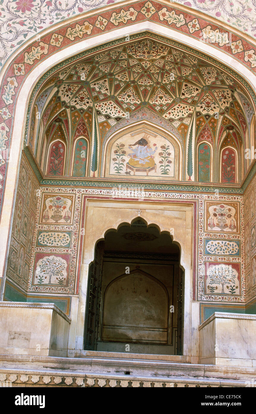 Wandmalereien an ganesh pol Amber Fort jaipur rajasthan indien asien Stockfoto