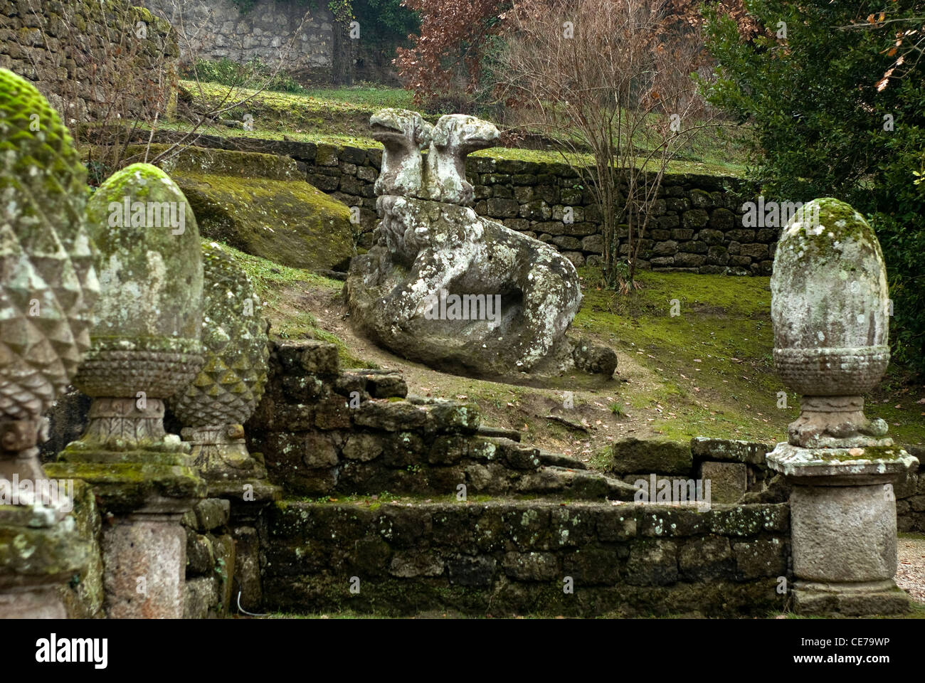 Cerberus, Parco dei Mostri monumentale Komplex, Bomarzo, Viterbo, Latium, Italien Stockfoto