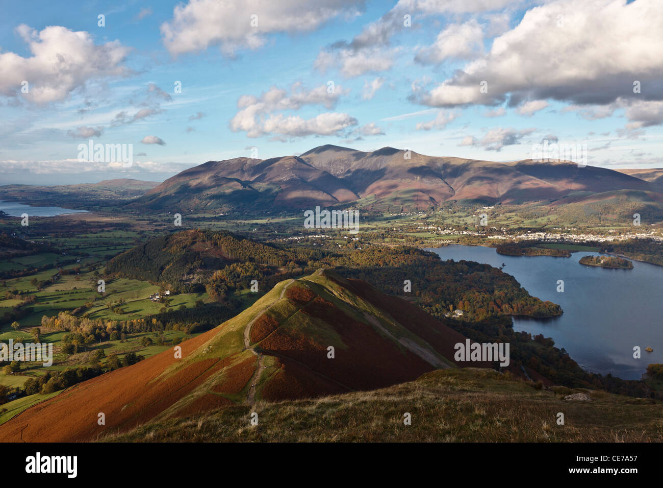 Blick vom Gipfel der Katze Glocken, Nationalpark Lake District, Cumbria, England Stockfoto