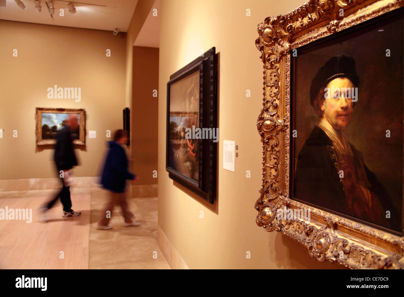 Selbstbildnis von Rembrandt van Rijn, Pasadena, California, USA anzeigen in der Exhibition Hall des Norton Simon Museum Stockfoto