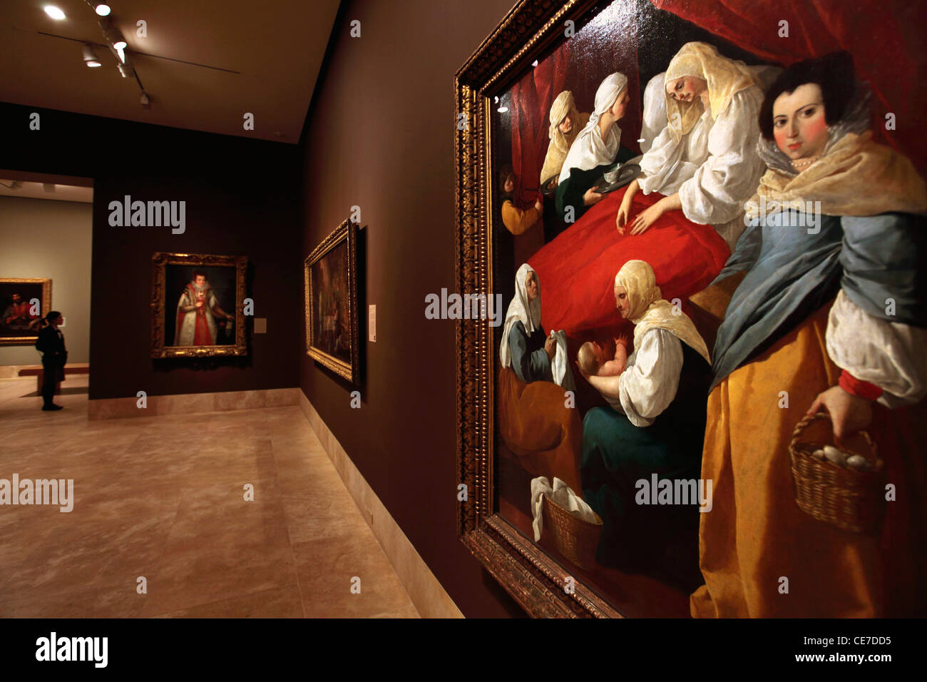 Geburt der Heiligen Jungfrau von Francisco de Zurbaran, Pasadena, California, USA anzeigen in Norton Simon Museum Stockfoto