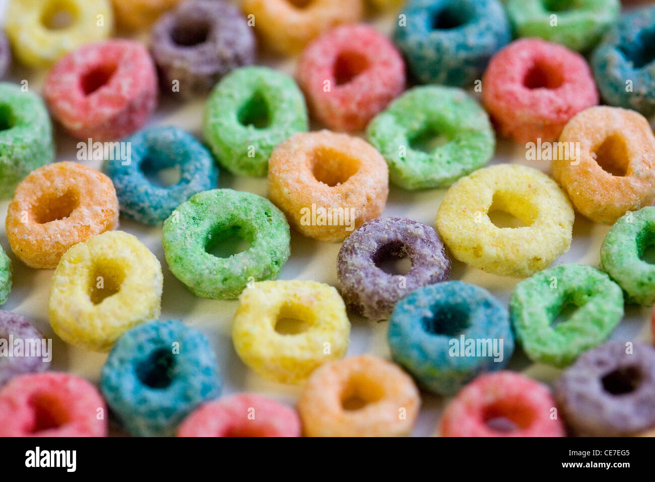 Froot Loops Frühstücks-Cerealien. Stockfoto