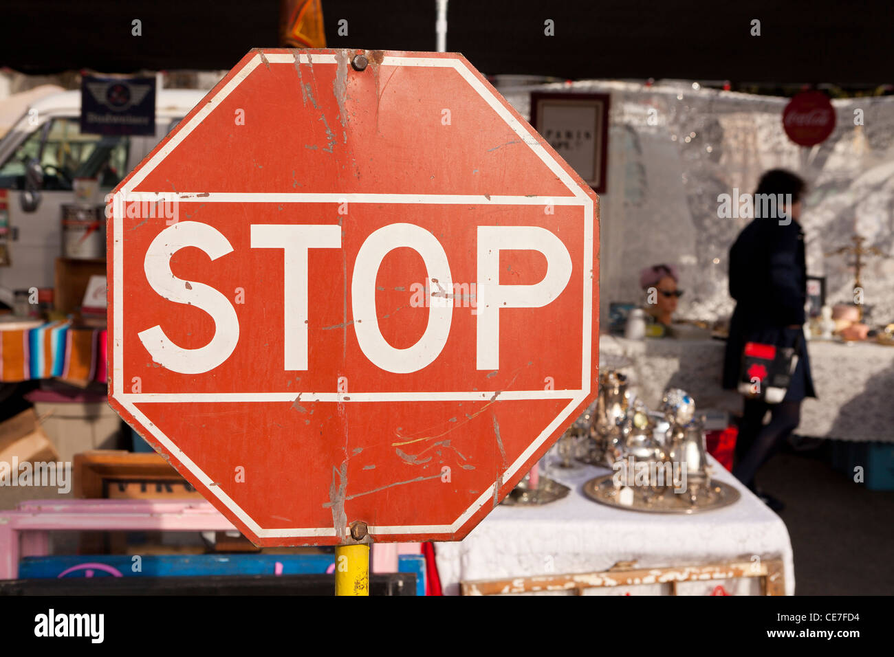 Antike Stop-Schild Stockfoto
