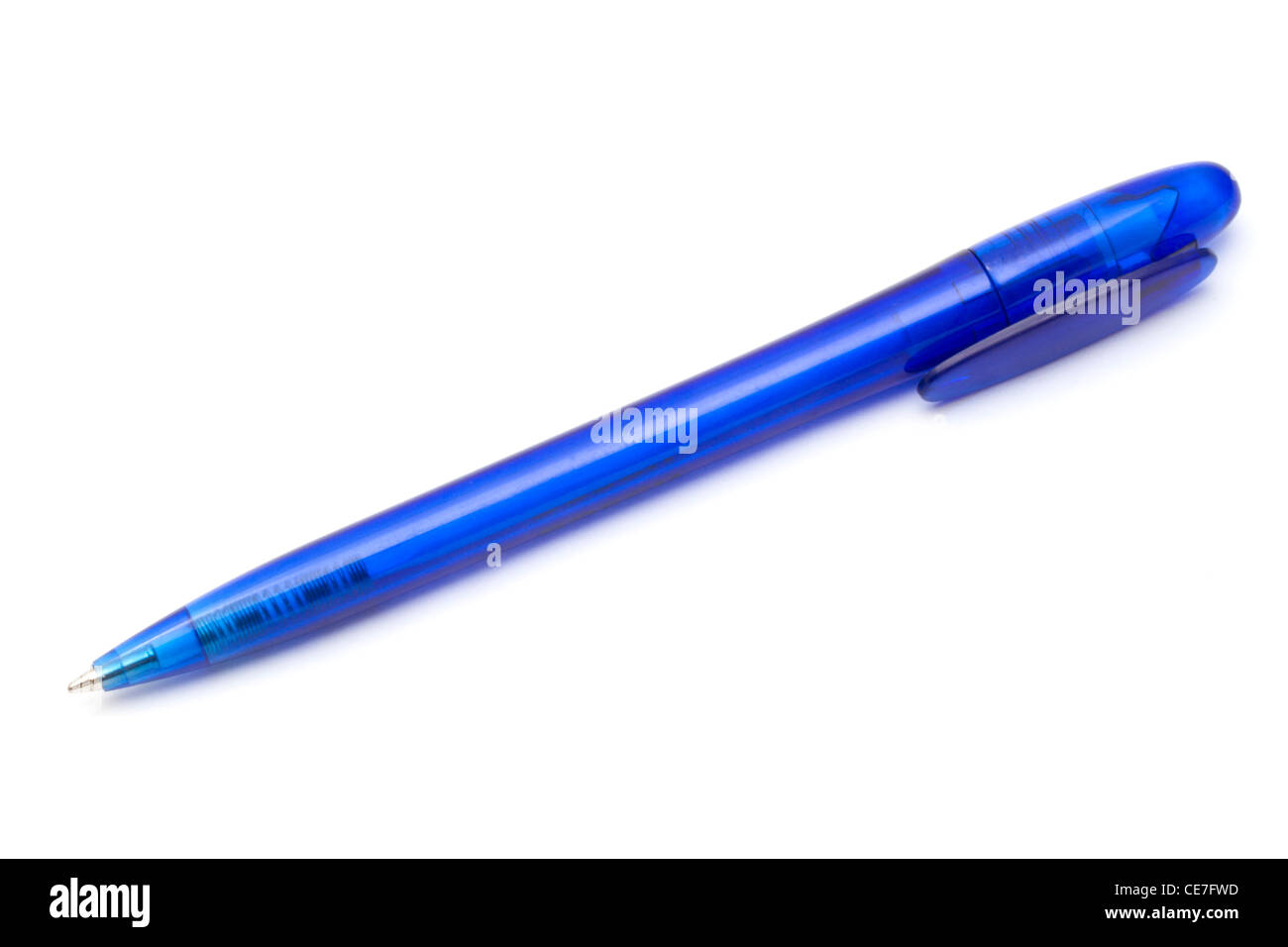 Blaue Kugelschreiber isoliert auf weißem Hintergrund Stockfoto