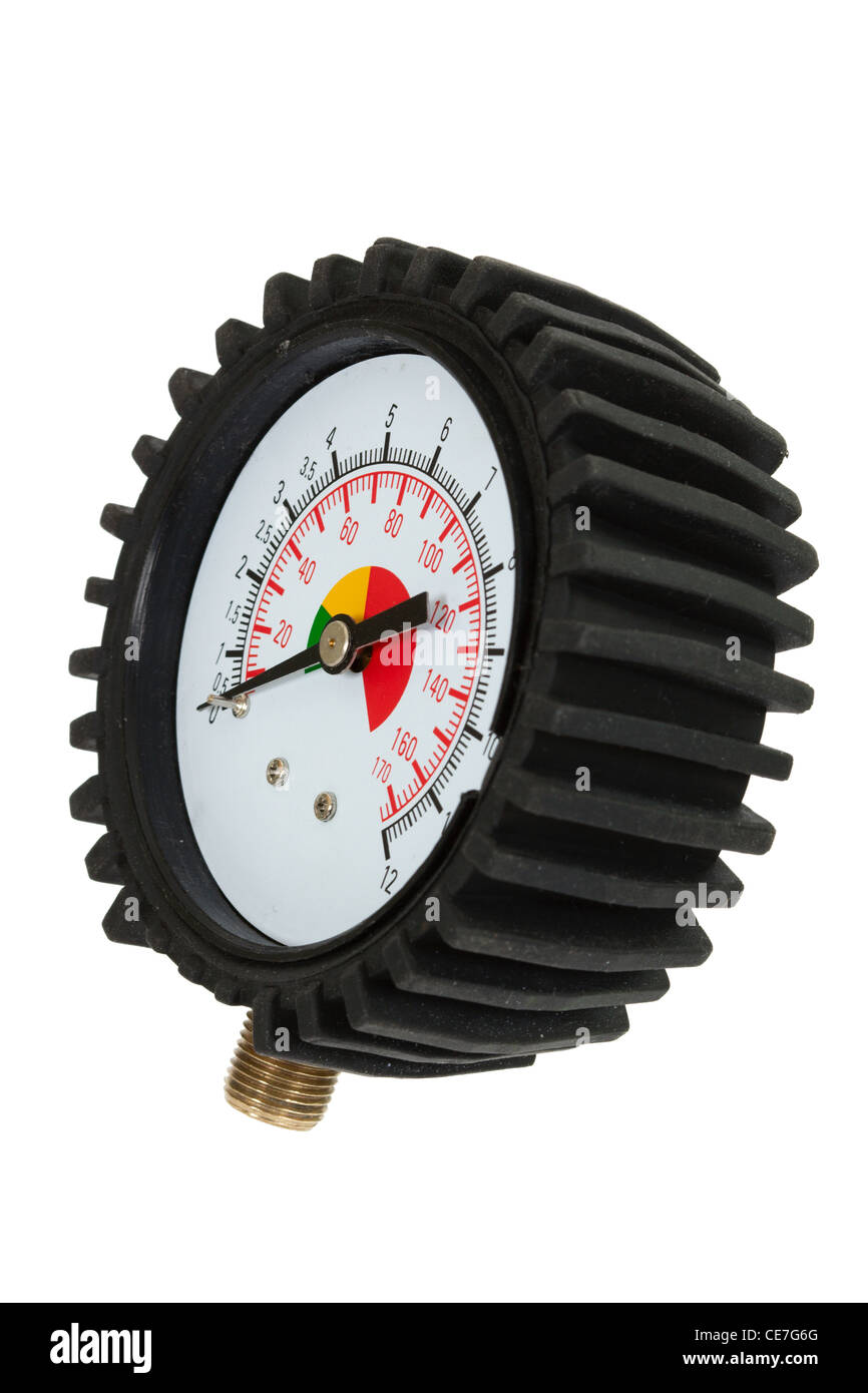 Druck-Messgerät, isoliert auf weißem Hintergrund Stockfoto