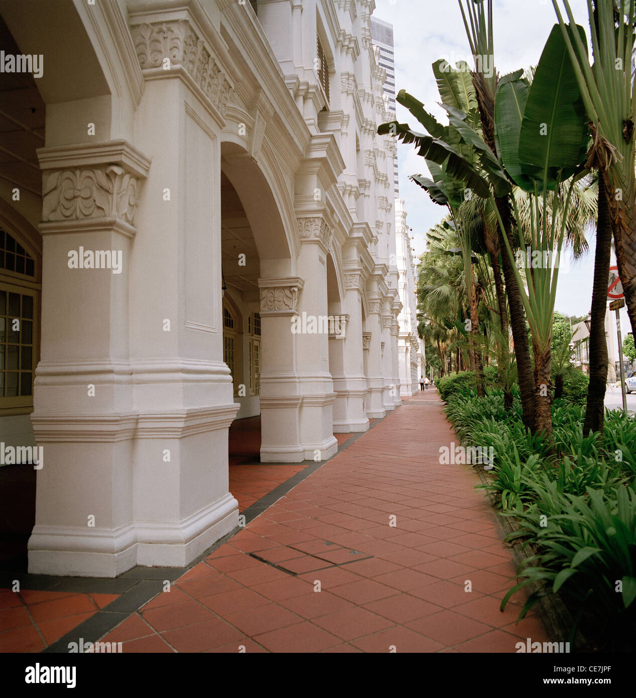 Die exklusive Luxus Raffles Hotel in Singapur im Fernen Osten Südostasien. Architektur Gebäude reich Reichtum Reichtum Geld Luxushotels Lifestyle Reisen Stockfoto