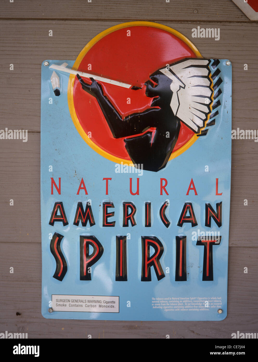 USA Texas Emaille Schild American Spirit Zigaretten Stockfoto