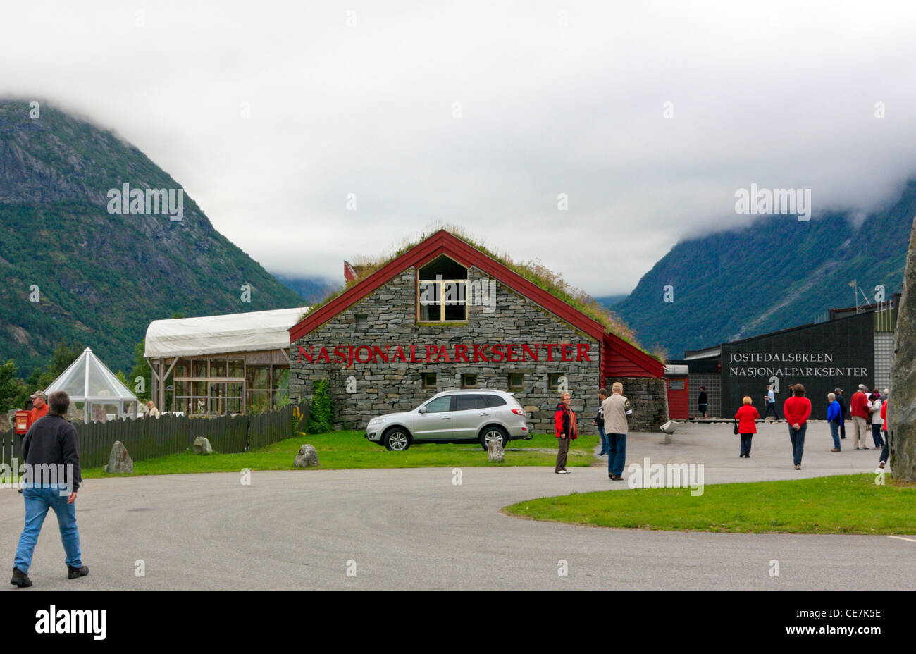 Eingang zum Nationalpark Jostedalsbreen, neben dem größten norwegischen Gletscher Stockfoto