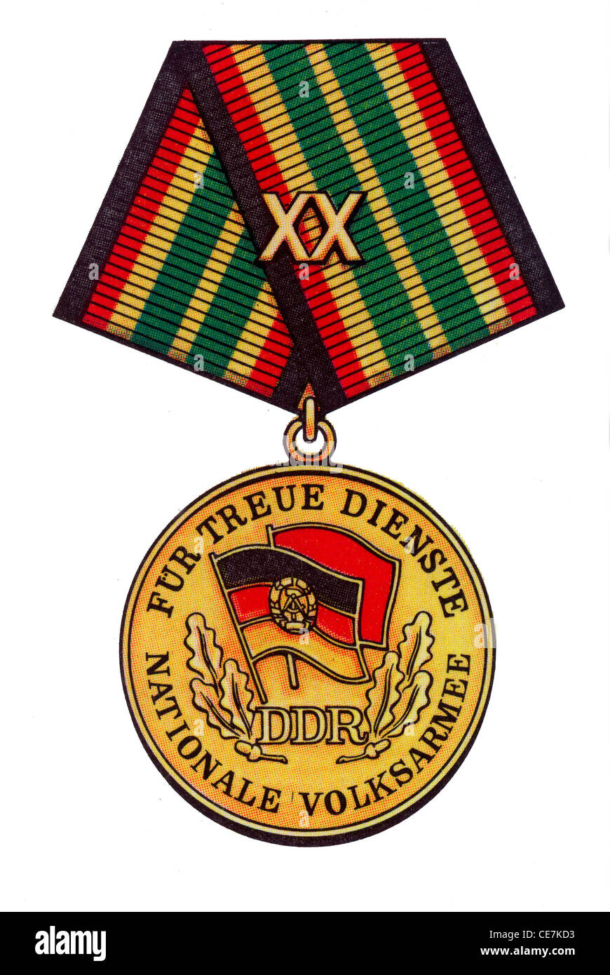 Verdienstmedaille der DDR: Medaille Für Treue Dienste in der Nationalen Volksarmee. Stockfoto