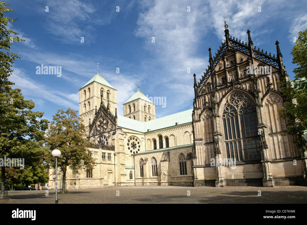 Die berühmte Kathedrale St. Paulus in Münster. Stockfoto