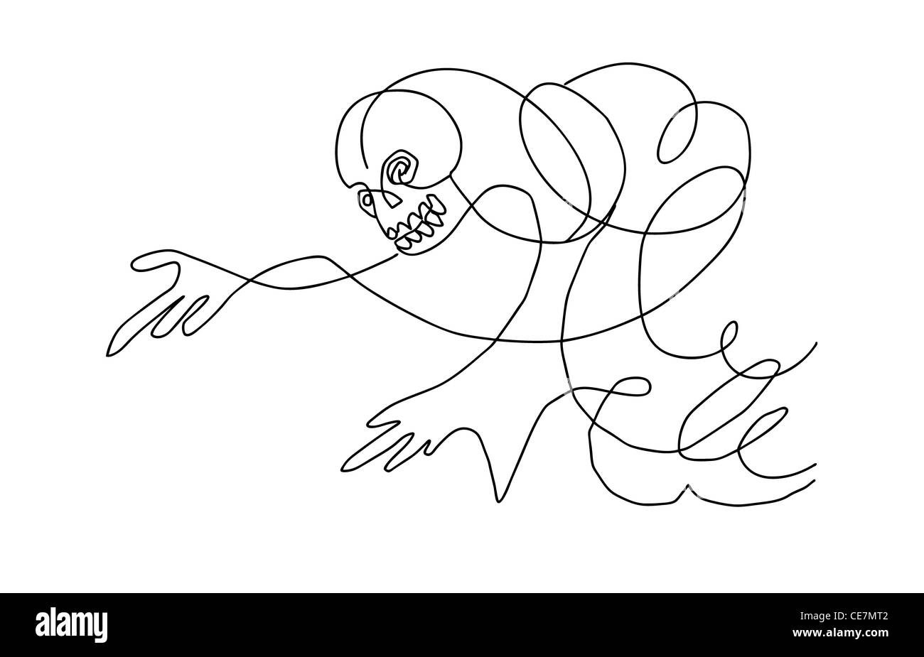 Vektor-Silhouette-Skelett auf weißem Hintergrund Stockfoto