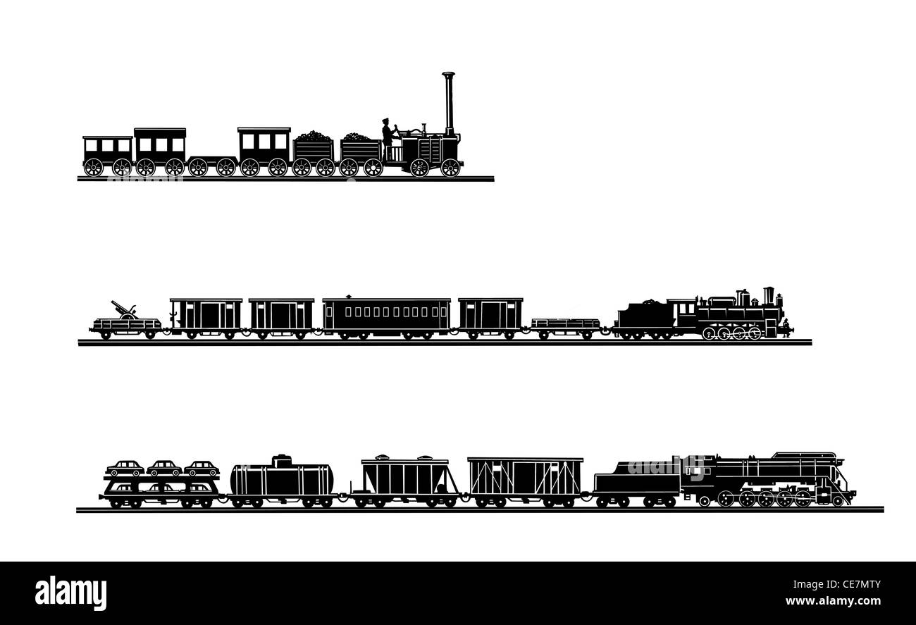 Vektor-Set alte Zug auf weißem Hintergrund Stockfoto