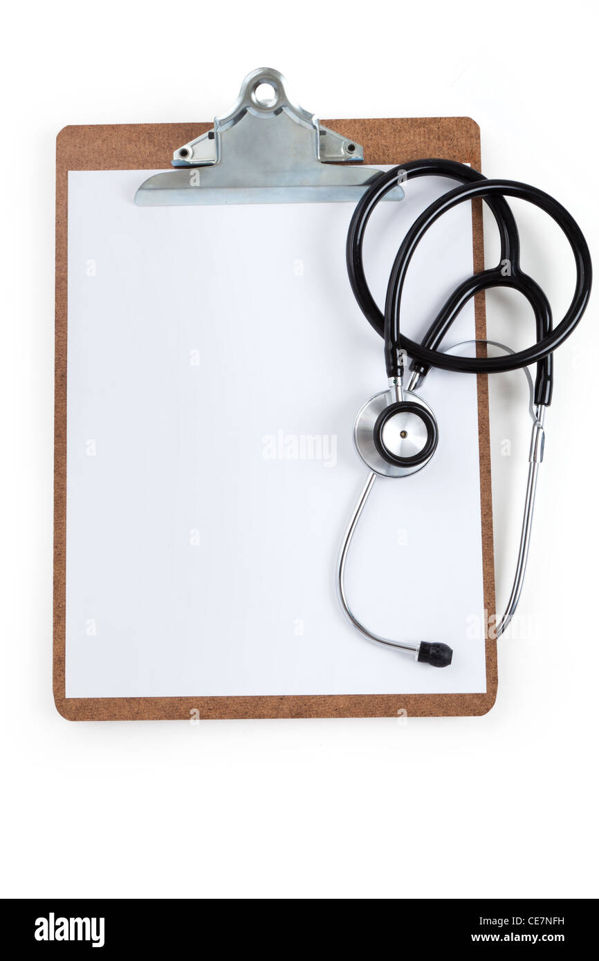Stethoskop und Zwischenablage, Konzept von Gesundheitswesen und Medizin Stockfoto