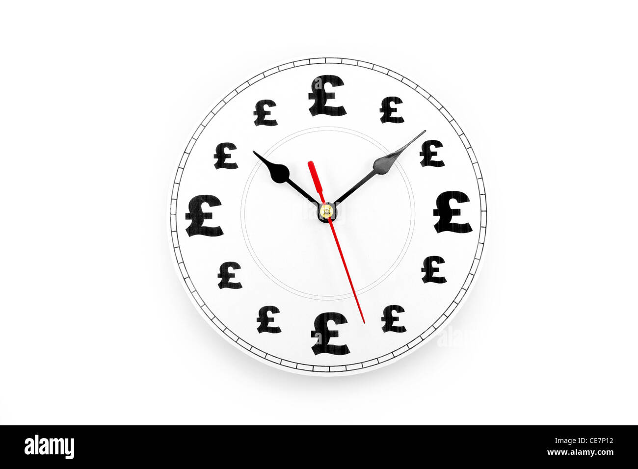 Uhr und Pfund Zeichen, Zeit ist Geld Stockfoto