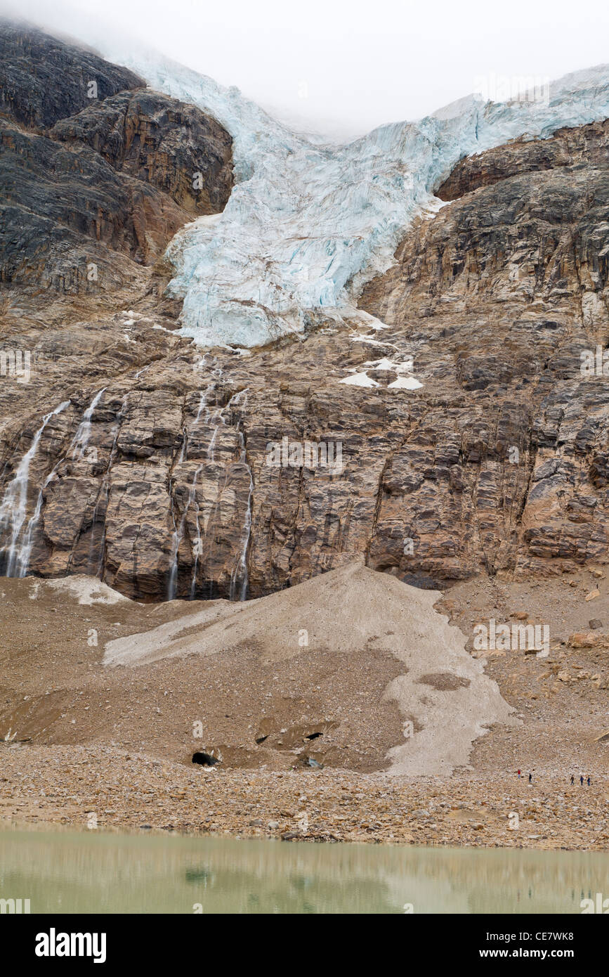 Der Angel-Gletscher, Mount Edith Cavell, Jasper Nationalpark, Alberta, Kanada. Stockfoto